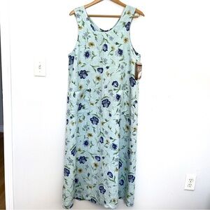 Mishi Womens NEW 100% Linen Dress Size M Floral Sleeveless Maxi